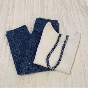LOFT // Blue Pants with White Dots